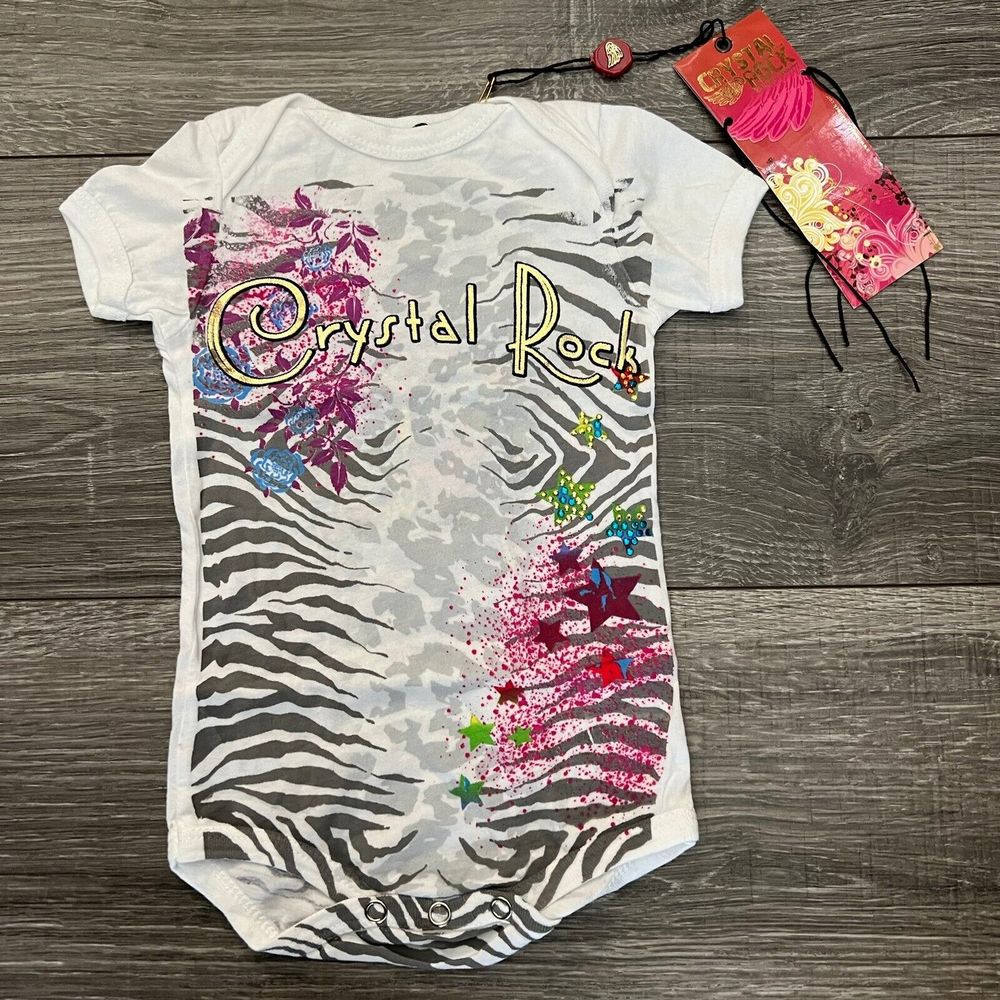 Crystal Rock by Crystal Audigier Baby One Piece sz 3 6M White Cotton Butterfly
